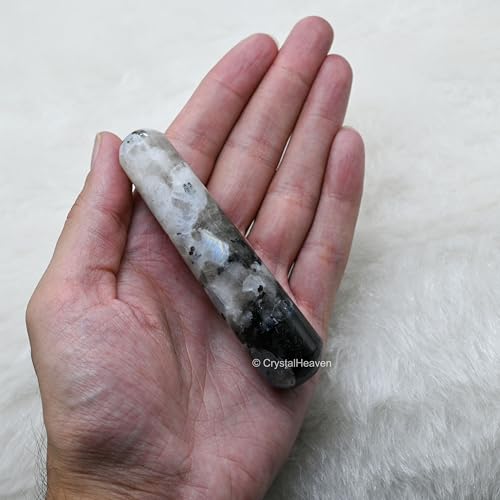 Image of Rainbow Moonstone Crystal Wand - Smooth Crystal Wand for Energy Healing, Chakra Balancing, Meditation and Home Decor - Crystals and Healing Stones for Gift