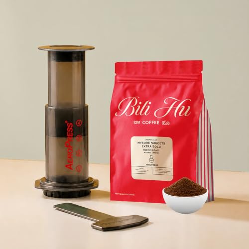 Image of Bili Hu Coffees Powder from Mysore Nuggets Extra Bold, Medium Roasted Arabica Coffee, Traditional South-Indian Coffee for Aeropress (Pack of 1, 250 Gram)