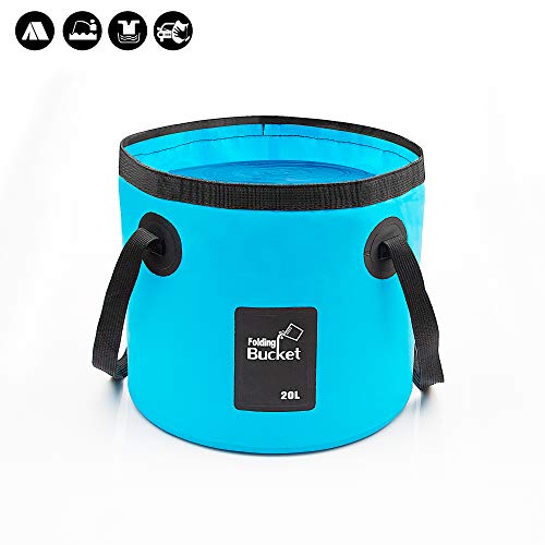 LIBERRWAY Collapsible Bucket Camping Portable Water Storage Container 20L, Folding Bucket Wash Basin for Traveling Hiking Fishing Boating Gardening-Blue