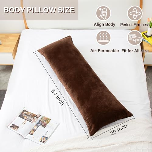Body Pillow, Memory Foam Body Pillows for Adults Sleeping, Long Pillow for Bed, Big Large Firm Full Body Pillow for Side Sleeper, 20x54 Inch, Coffee