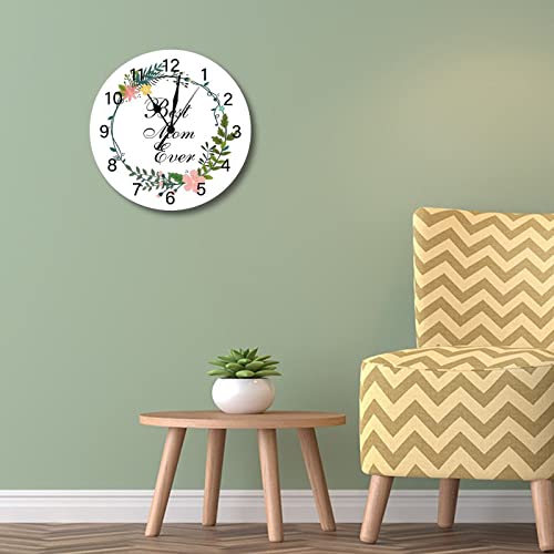 Horloge murale Best Mom Ever vintage rustique et silencieuse