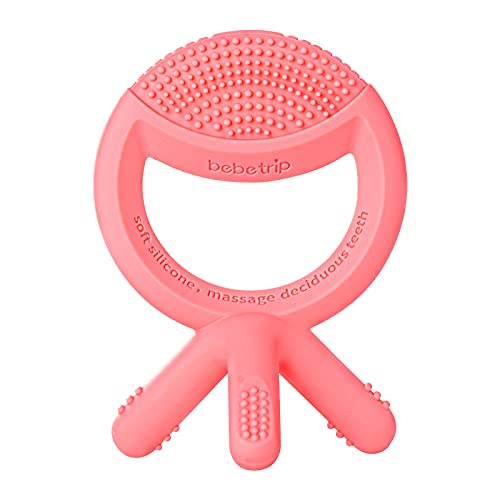 LuckyDove Baby Teething Toys for Babies 0-6 Months 6-12 Months,Silicone Baby Teether,Freezer Safe BPA Free,Easy to Hold Baby teether Chew Toys for Boys & Girls,Pink