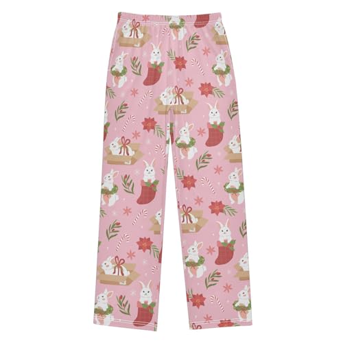 Boys' Pants Christmas Rabbit Animal Gift Long Bottoms Jogger Pants Elastic Waist Trousers with Pockets S-XL