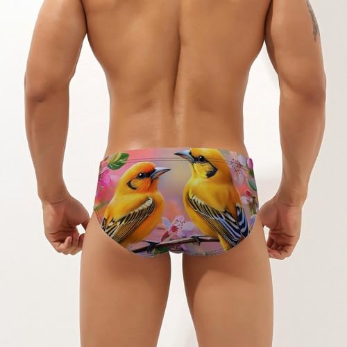 Orioles Birds Flowers Mens Swim Briefs Sexy Bikini Swimwear Bathing Suits Trunks2