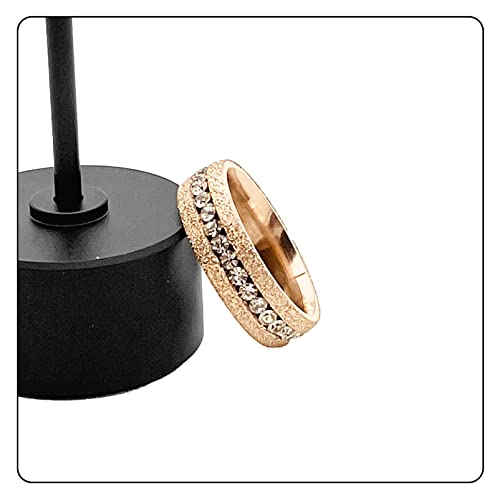 Fashion Simple Rose Gold Stackable Rings Stainless Steel Sandblast Crystal Band Rings4