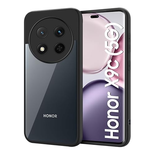 Image of CEDO Backcover for Huawei Honor X9c (5G) | Camera Protection Bump Shockproof Edge | Ultra Hybrid Transparent Acrylic Clear TPU+PC Hard Backcase Cover (Black)