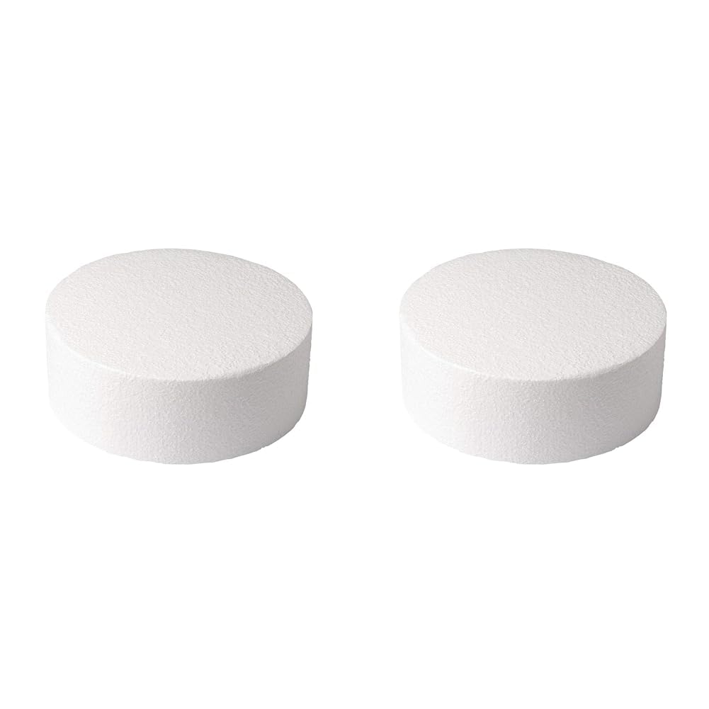 Culpitt 7" x 3" Round Cake Dummy, Straight Edge Cake Form, Practice Cake Decorating or Use for Creating Long-Lasting Displays, Smooth Polystyrene (Pack of 2)