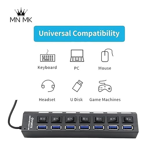Image of 4 in 1 Portable USB C Hub (Type-C to 4 USB-A Ports) with Aluminum Shell, USB Port Hub 3.0 Compatible for PC, Tablet, and Smartphone - Black STXXOR (7-Port)
