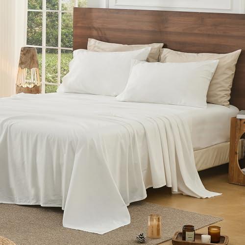 Image of Bedlifes 100% French Linen Queen Bed Sheet Set - 16 inch Deep Pocket, 4-Piece | Soft & Durable, Breathable & Cooling, Pure Flax Linen, OEKO-TEX Certified, Moisture-Wicking, Easy Care, Machine Washable