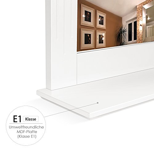 Homfa 50×60cm Bathroom Mirror With Shelf Wall Mounted Mirror Rectangle White