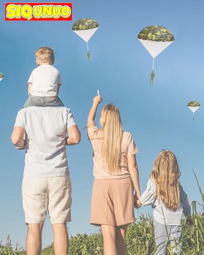 image for SIQUNUO Army Parachute Toys for Kids, 6 Pack Tangle Free Outdoor Toys 