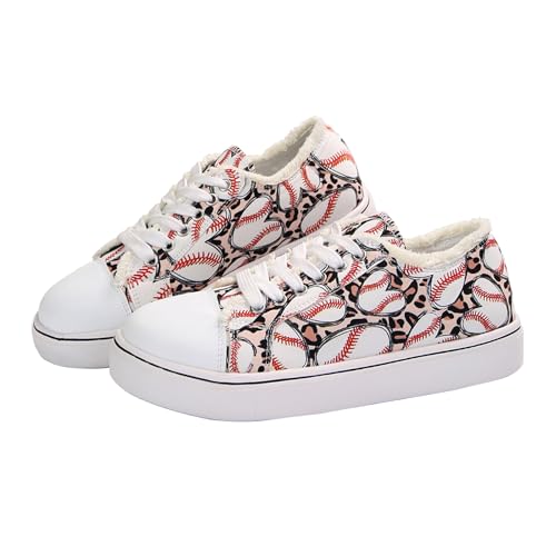 Generic Women Baseball Print Canvas Sneakers