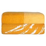 Sweet Needle Topical Palm - Juego de 2 Toallas de Playa para Adultos, Color Amarillo Dorado Brillante, Toalla de baño 100% algodón de Rizo Hilado en Anillo, para Hotel, Piscina, Secado rápido, Baja