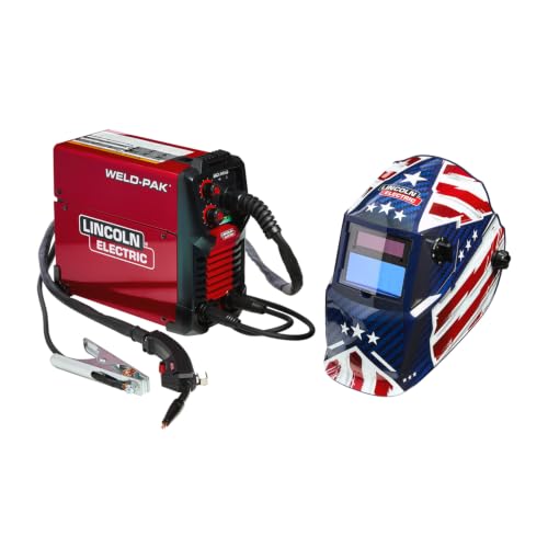 Image of Lincoln Electric Weld-Pak 90i MIG MIG /Flux-Cored Wire Feeder Welder and Patriot Auto Darkening, Variable Shade Welding Helmet Combo Pack, K5387-10