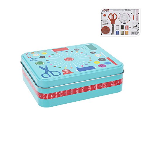 BigBuy Home V0200768 Boîte à couture métallique avec accessoires de couture