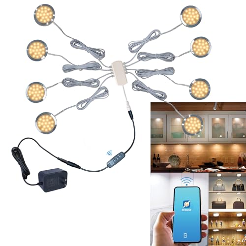 CRISETEK Smart LED Puck Lights with APP Control, Dimmable Cabinet Lighting with Bluetooth, Music...