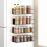 Roysili Magnetic Spice Rack For Refrigerator Magnetic Fridge Shelf For Kitchen Spice Organizer Magnetic Shelf For Fridge Space Saving Black 4 Pack