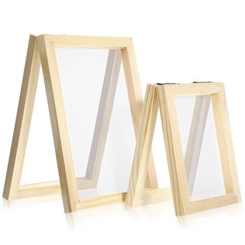 2 Pcs Paper Making Screens Wooden Papermaking Screen Frame Mould 5 x 4 Inch and 5 x 7 Inch Paper-Making Frame for DIY Paper Craft Dried Flower