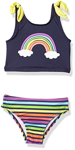 Image of Pink Platinum Baby Girls Girls Rainbow Stripe Print Swimsuit