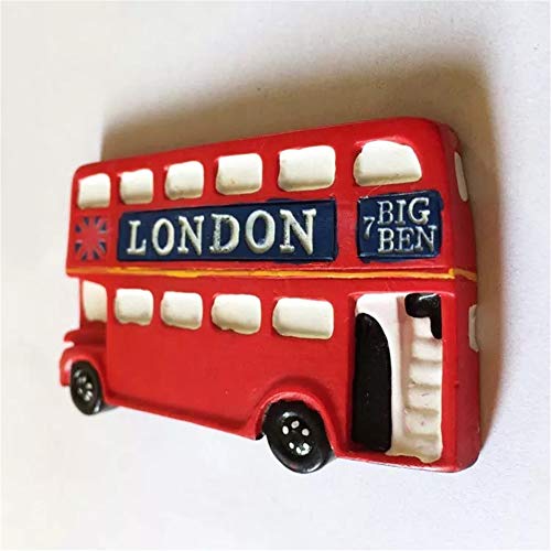 Imán de nevera autobús rojo Londres 3D resina artesanal miniatura 2