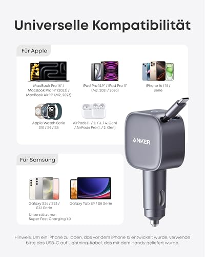 Anker 75W Zigarettenanzünder USB C, Ultra- kompaktes Auto Schnellladegerät – Ansicht 6