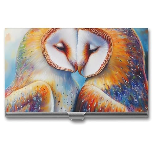 Owls Couple Business Card Case Pocket Card Holder Slim Card Wallet for Men Women