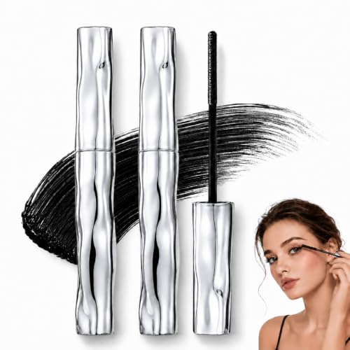 Dulhantocosh Waterproof Fiber Mascara Tubular Eyelash Primer with Metal Wand Lengthening & Curling Mascara for Defined Lashes Smudge-Proof Clump-Free and Flake-Resistant Formula (Black*2)