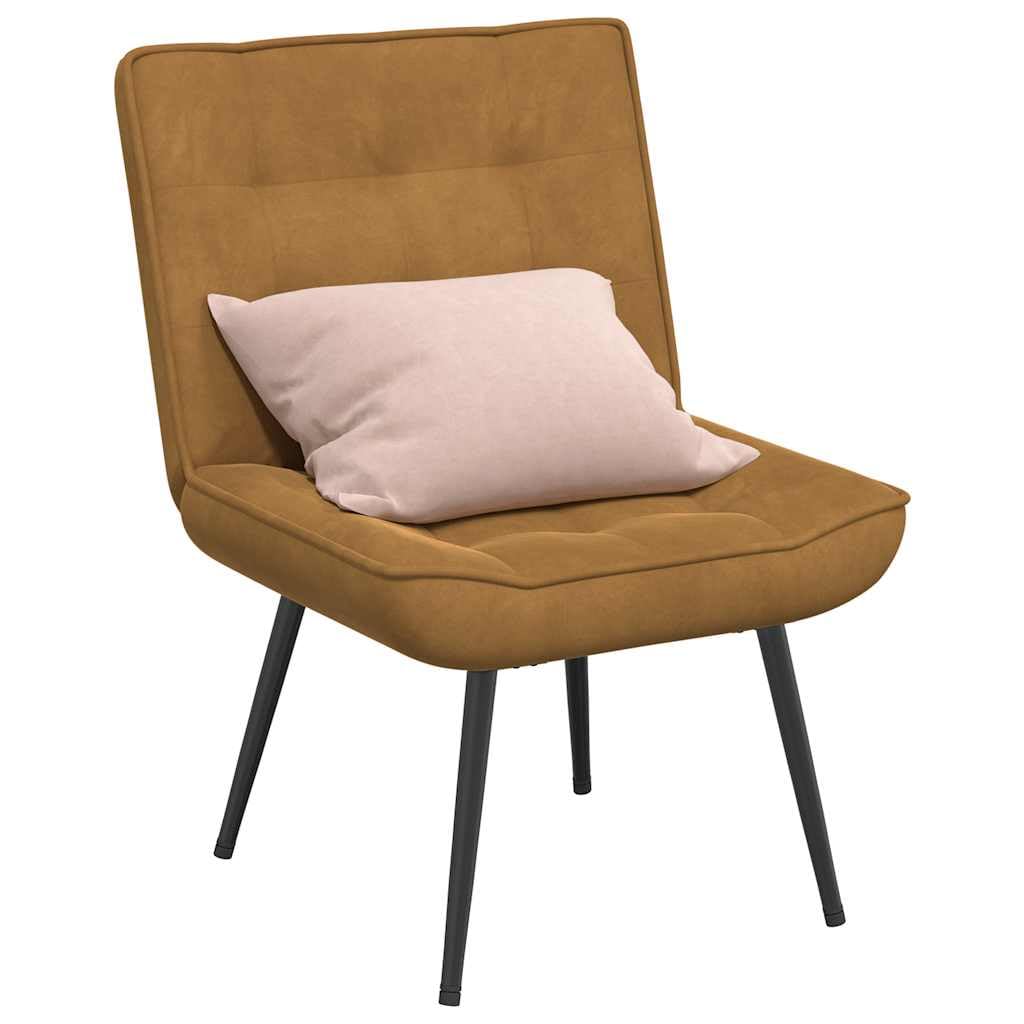 Sillón de relax de terciopelo con reposapiés, 64 x 84 x 74 cm, color marrón – Sillón acolchado suave con respaldo cómodo, marco estable de metal y madera contrachapada, versátil para salón,