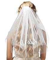 Schleier Braut Kurz, Brautschleier Weißer Hochzeitsschleier aus Premium Polyester, Wiederverwendbarer Brautschleier für Junggesellinnenabschied und Trauung Komfortabler Sitz