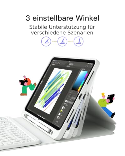 Inateck Hülle mit Tastatur iPad A16/10. Gen, 3 Bluetooth-Kanäle – Ansicht 3