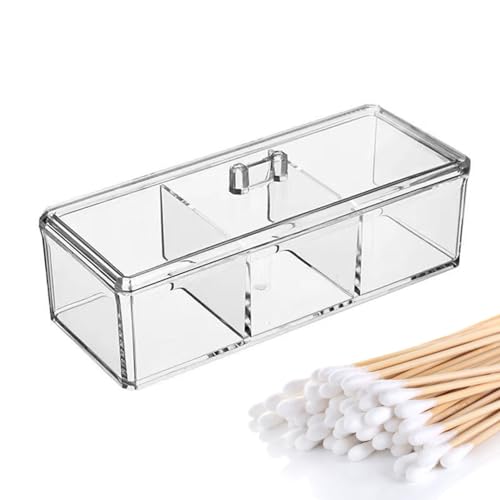NOENNULL Acrylic Makeup Storage with Lid, 3 Compartment Makeup Organizer - Image 3