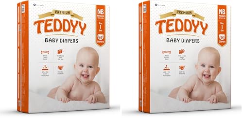 Image of TEDDYY Baby Diapers Tapes Arabic Premium New Born 66 Count (Pack of 2), 2-5 kgs, High Absorbency, Anti - Bacterial