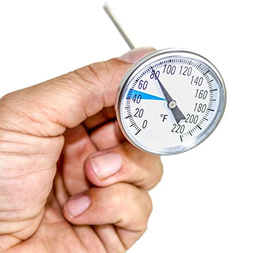 Premium Stainless Steel Soil Thermometer For Backyard Composting - 1.5 Inch Diameter 0-220 Fahrenheit Dial, 5” Inch Temperature Probe For Indoor And Outdoor Gardening #TOP2