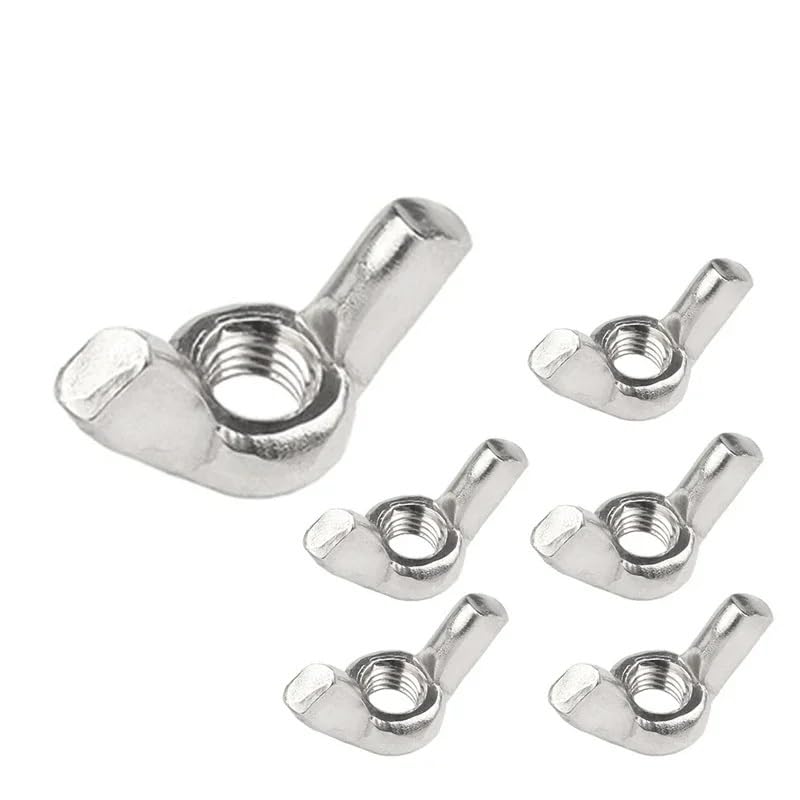 Wing Nuts 50Pcs Wing Nuts M6 M8 M10 Stainless Steel Tighten Hand a Nut Butterfly Nut Ingot(M6)