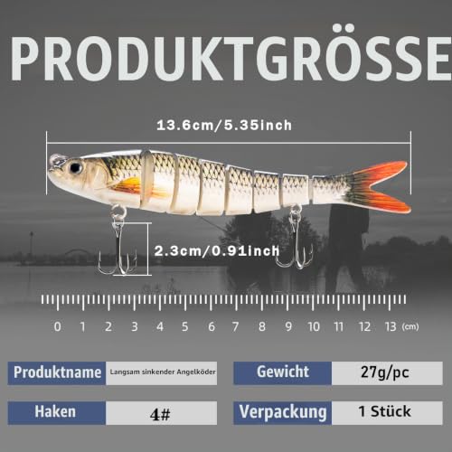 Angelköder, Kunstköder, Spinnköder, Fische Angeln Set, Wobbler Jerkbait, Rotauge Köder für Hecht Barsch Zander, Angelset, Angelhaken 1-1 – Bild 2