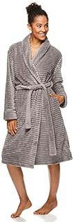 Tahari Womens Corduroy Plush Soft and Comfortable Fleece Pajama Lounge Robe Bathrobe Crystal