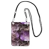 Pequeño bolso cruzado para llevar un teléfono móvil, diagonalmente morado, galaxia, mini bolso de hombro, cartera para teléfono inteligente
