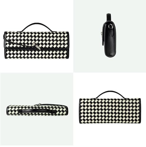 Image of Joryin Woven Purse for Women Evening Clutch Woven Leather Handbags Crossbody Bag Purse Formal Evening Bag, Vegan Leather