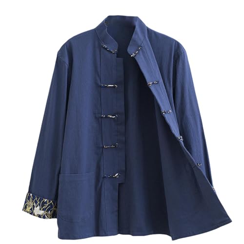 Veste chinoise brodee pour homme manteau retro col montant haut de gamme