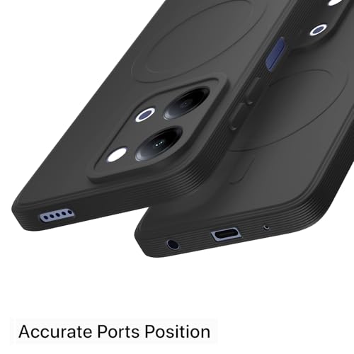 Image of Outlouders Back Cover for Vivo Y11 5G Soft Matte Silicone Cover with Slim Fit | Mag-Safe Logo (Not Mag-Safe Compatible) | Shockproof | Camera Protection Bumper Case (Black)
