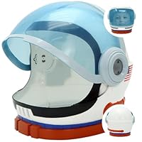 Astronaut Helmet, Space Helmet with Blue Movable Visor, Party Costume, School Classroom Dress Up, Pretend Role Play Party Supplies, Kids Christmas Halloween Toys Birthday Gifts, Blue and Orange