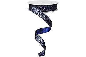 RG Ribbon Navy Glitter Maroon Ribbon 5/8" X 10yd Glitter On Metallic