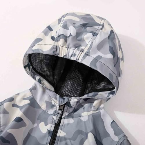 Image of SUNDAY ROSE Boys Windbreaker Jacket Hooded Lightweight Windroof Water-resistant Outdoor Coats for Kids