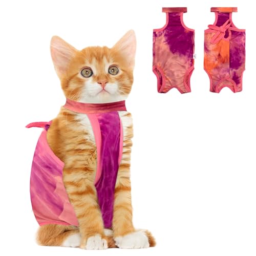Coppthinktu Cat Recovery Suit Cat Onesie for Cats After Surgery, Cat Spay Surgery Recovery Suit for Abdominal Wounds, Breathable Cat Body Surgical Suit for Female Kitten Cone of Shame Alternatives