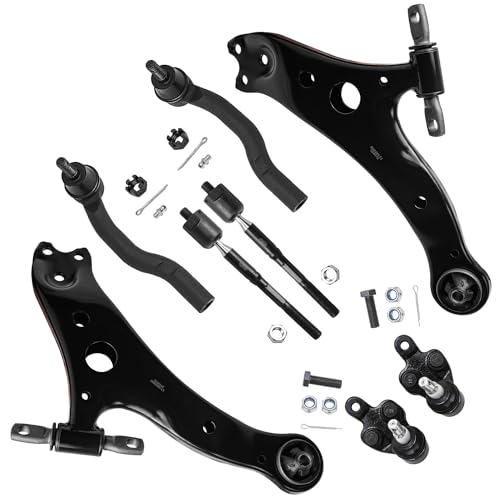 Image of Detroit Axle - Front End 8pc Control Arms Kit for 2004-2006 Toyota Camry Lexus ES330, 2004-2008 Solara, 2 Lower Control Arms 2 Lower Ball Joints 4 Tie Rods Suspension Kit Replacement