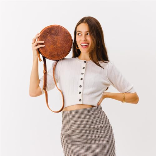 Image of Portland Leather Goods Circle Crossbody Bag for Women - Handmade from the Finest Full-Grain Hides