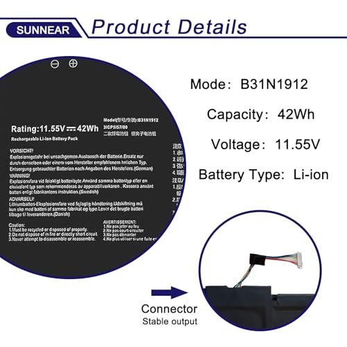 Image of B31N1912 C31N1912 Laptop Battery for ASUS VivoBook 14 E410M E410MA L410M L410MA E410KA E510MA E510KA F414MA L510MA R522MA E410MA-EK026TS L410MA-BV058TS E510KA-EJ033TS 42Wh