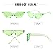 GIFIORE Retro Vintage Cat Eye Sunglasses for Women Trendy Narrow Cateye Frame Sun Glasses (Neon Green Frame Green Lens with Glitter)