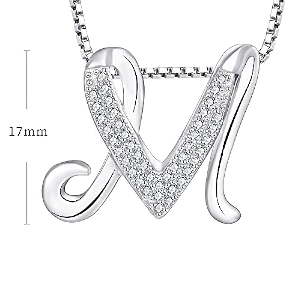 Starchenie A-Z bokstav halsband 925 sterlingsilver rodiumpläterat zirkon hänge för kvinnor e silver, colore: M, cod. DP58940A-CC