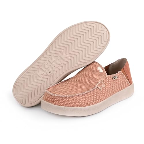 Image of Kickback Barbeach Canvas Mens Slip On Loafers - Lightweight Canvas Slip in Shoes - with Leather Lined Memory Foam Insoles - Mens Casual Slip on Summer Shoes - Machine Washable